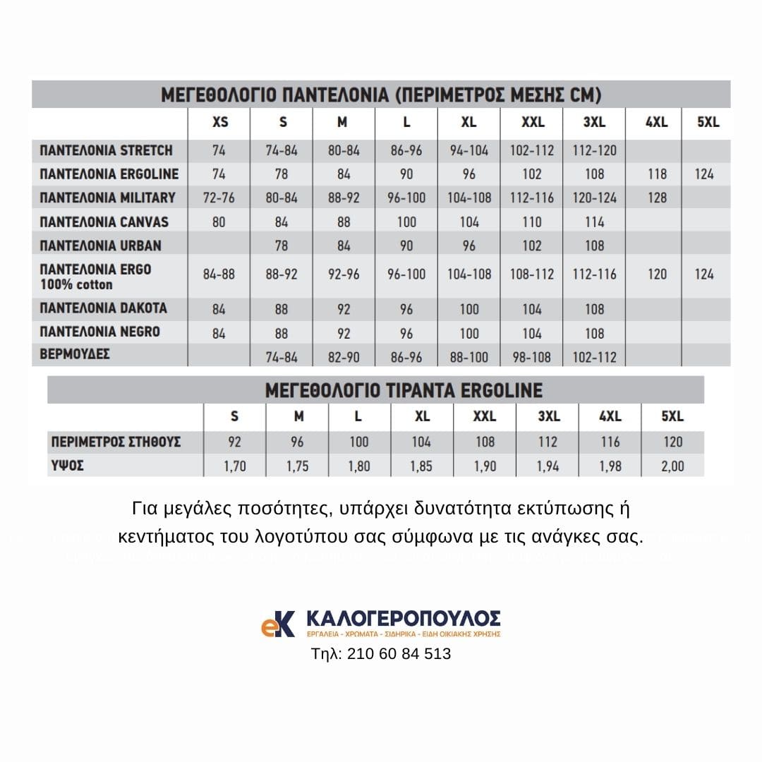 Μεγεθολόγιο παντελονιών