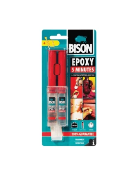 Διάφανη, εποξειδική κόλλα 2 συστατικών Epoxy 5 λεπτών 24ml Bison