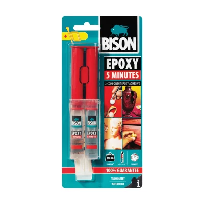 Διάφανη εποξειδική κόλλα 2 συστατικών Epoxy 5 λεπτών 24ml Bison
