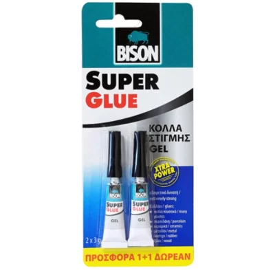 Κόλλα στιγμής Super glue gel Xtra Power 2x3gr  Bison