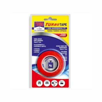 Ταινία διπλής όψης διάφανη 19mm x 1.5m Turbo Tape