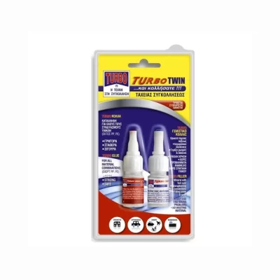 Κόλλα ταχεία συγκόλλησης 10gr & Γεμιστικό 15gr σετ Turbo Twin 