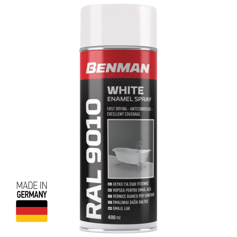 Σπρέι λευκό για είδη υγιεινής White enamel 400ml Benman