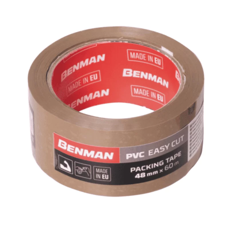  Καφέ ταινία συσκευασίας PVC Easy cut 48mm x 60m Benman