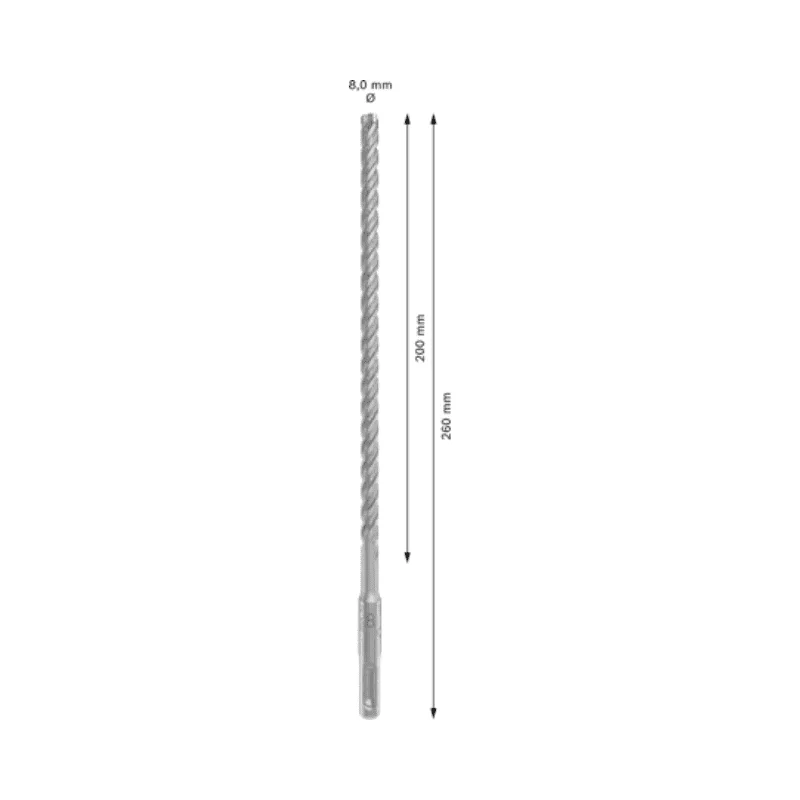 Τρυπάνι μπετού τετράκοπο Pro SDS Plus-5X Bosch - 8x260mm - 200mm (image 8)
