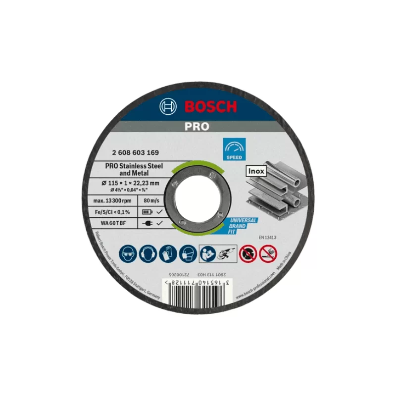Δίσκος κοπής Inox & Μετάλλων 115mm Pro Stainelss Steel & Metal Bosch 2608603169 (image 1)