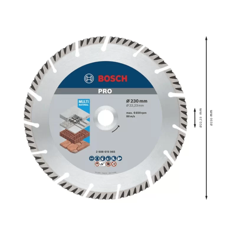 Διαμαντόδισκος κοπής 230mm Pro Multi Material Bosch εξάρτημα μεγάλων γωνιακών τροχών για κοπές διαφό (image 2)