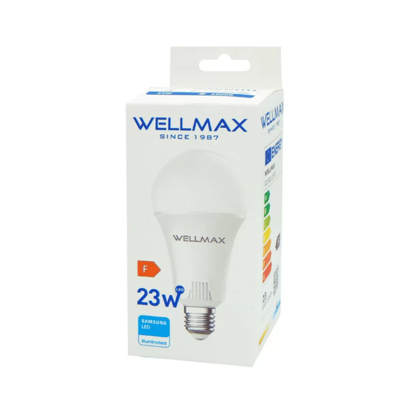 Δυνατή λάμπα Led Globe A60 E27 23W με ψυχρό φως ημέρας 6.500K Wellmax (image 3)