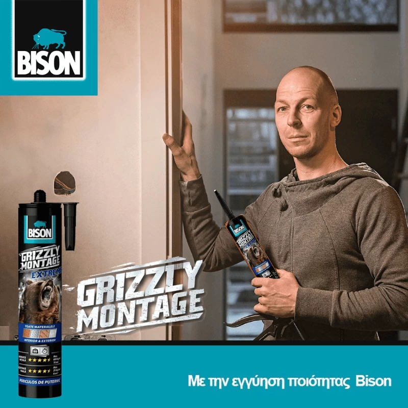 Κατασκευαστική κόλλα, μονταζόκολλα Grizzly montage extreme 440gr Bison