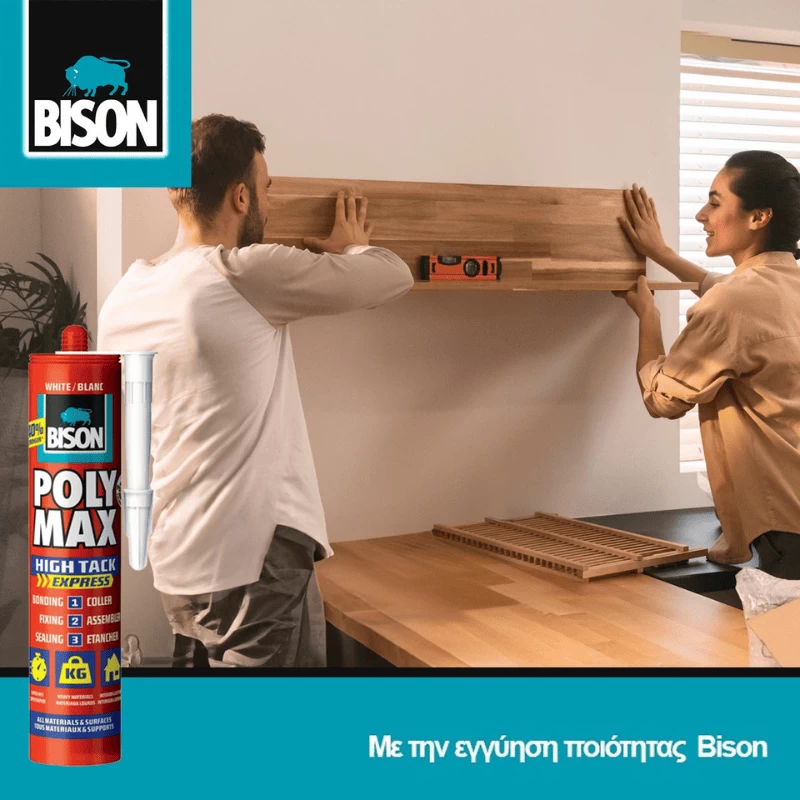 Κόλλα πολύ δυνατή ταχείας δράσης, Poly max high tack express Bison, στερέωση και στήριξη βαριών αντικειμένων
