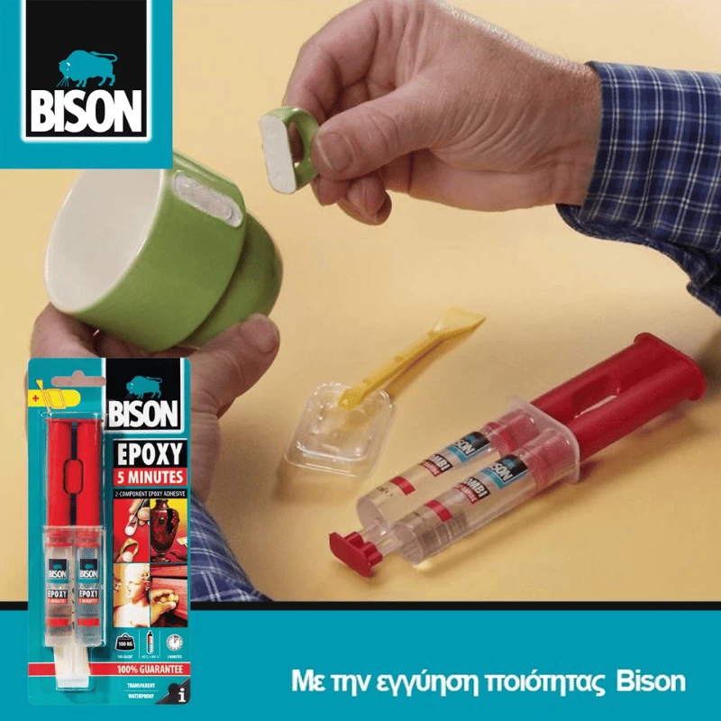 Διάφανη, εποξειδική κόλλα 2 συστατικών Epoxy 5 λεπτών 25ml Bison