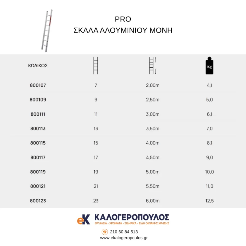 Σκάλα αλουμινίου μονή Pro (image 2)