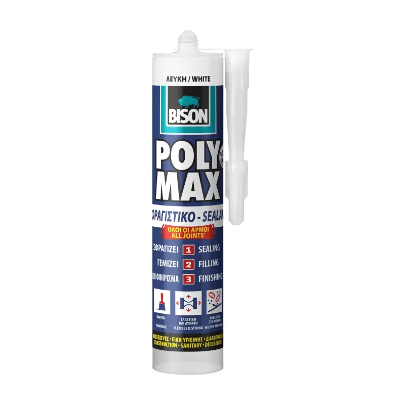 Σφραγιστική σιλικόνη Λευκή Poly Max MS 280ml Bison
