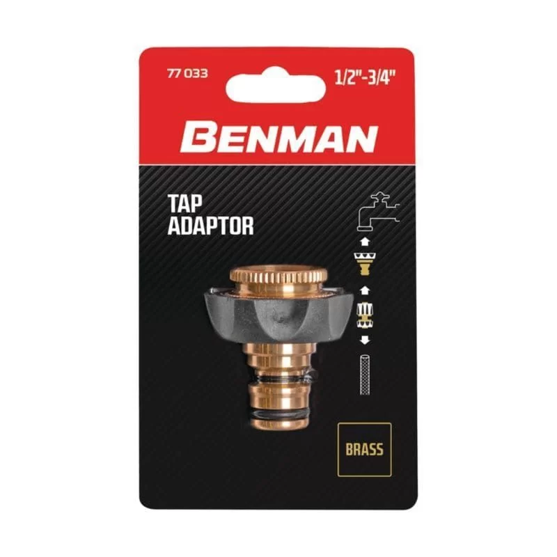 Μεταλλικό ρακόρ με πάσο 3/4΄΄ με μειωτή 1/2'' Benman 77033 συσκευασία