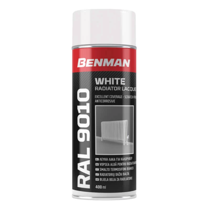 White radiator lacquer spray (RAL 9010) 400ml 28616 Benman (image 1)