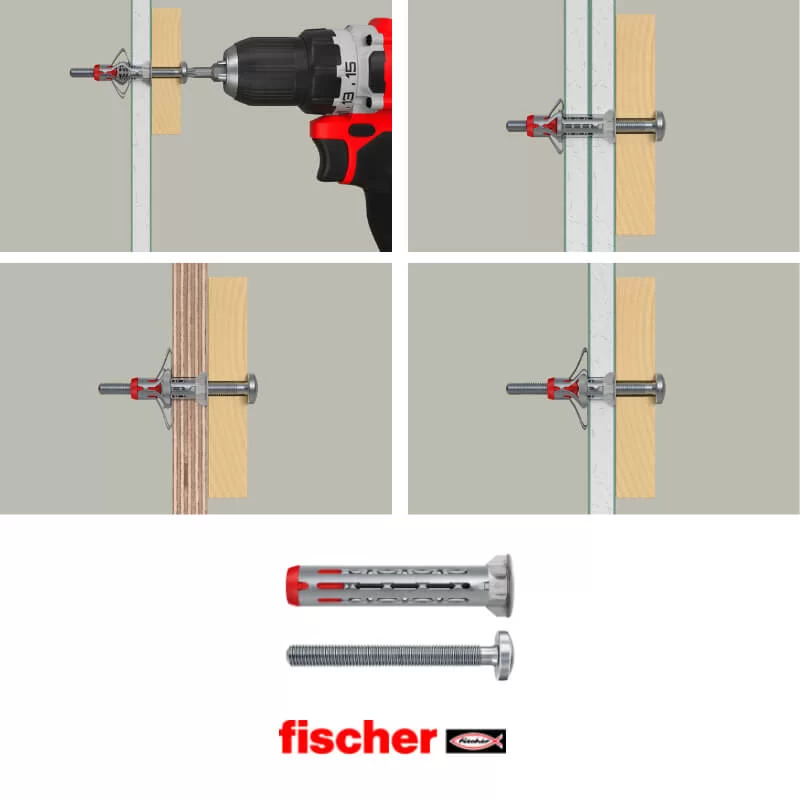 Μεταλλικά βύσματα γυψοσανίδας DuoHM Fischer για πάχη πάνελ από 9,5mm έως 30mm