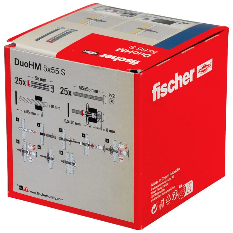 Μεταλλικά αγκύρια γυψοσανίδας DuoHM 5x55 S PH PZ με βίδα Fischer - Πακέτο 25τμχ