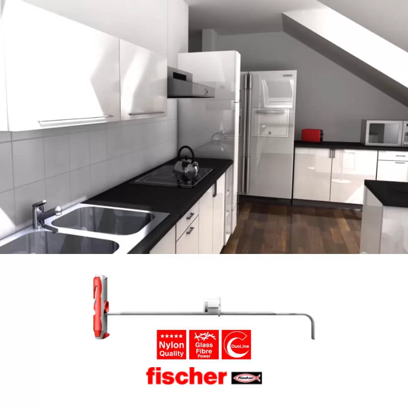 Νάιλον βύσμα γυψοσανίδας DuoTec 10 Fischer για τοποθέτηση ντουλαπιών κουζίνας