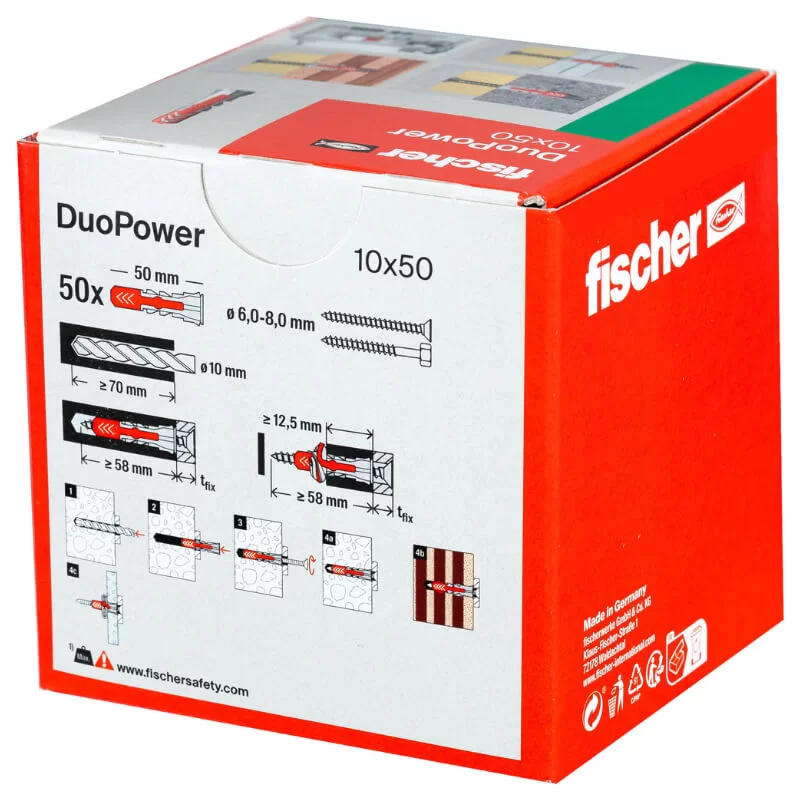 Νάιλον βύσμα (Upat) DuoPower 10x50 Fischer  - Χρωματοπωλεία Χαλάνδρι