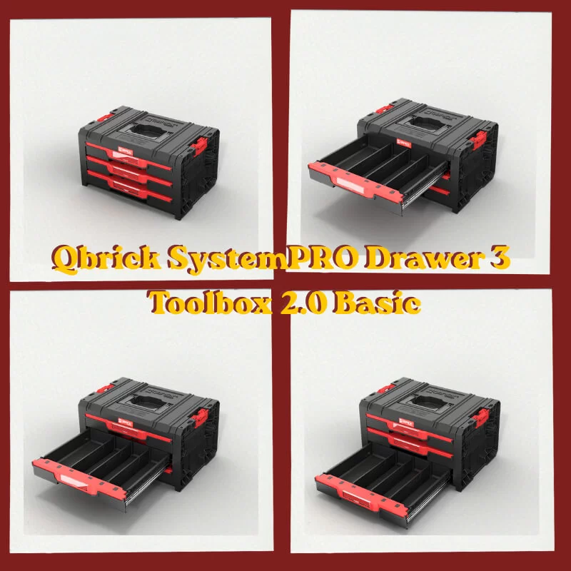 Pro Drawer 3 Toolbox 2.0 Basic QBrick System - με 3 όμοια συρτάρια και ρυθμιζόμενα διαχωριστικά