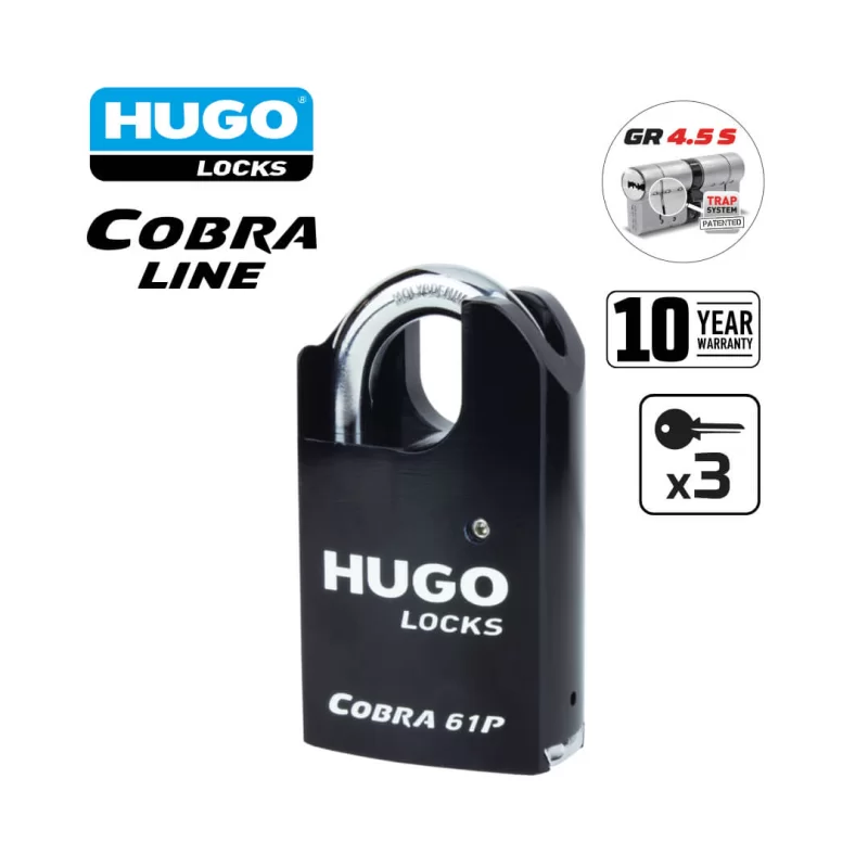 Ατσάλινο λουκέτο ασφαλείας GR 4.5S Cobra Line Hugo - 10 χρόνια εγγύηση (image 2)