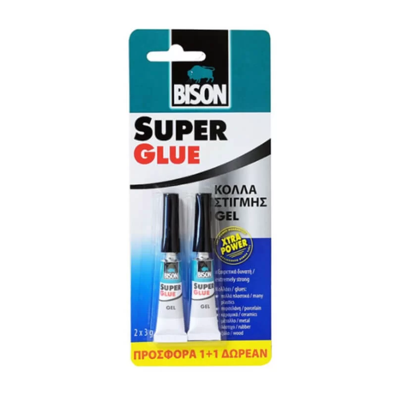 Bison κόλλα στιγμής super glue 1+1 Δώρο - Χρωματοπωλεία Χαλάνδρι