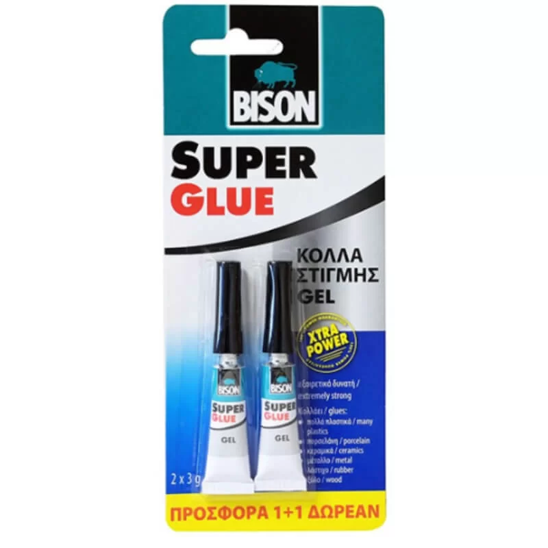 Bison κόλλα στιγμής Super glue gel Xtra Power 2x3gr  