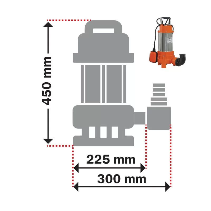 Υποβρύχια αντλία λυμάτων Inox με κοπτήρα 1100W Kraft  (image 2)