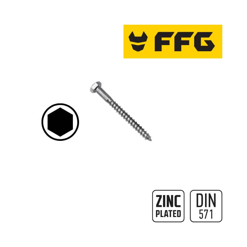 Στριφώνι Eξάγωνο γαλβανιζέ CR3+ DIN 571 Διαμέτρου 6mm FFG