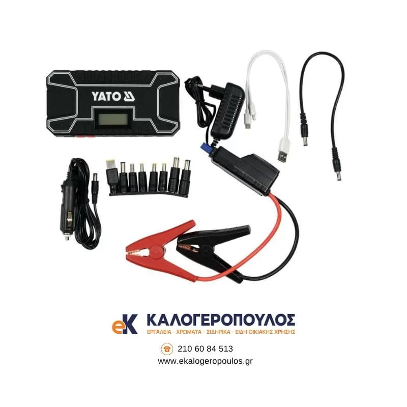 Περιεχόμενο συσκευασίας: φορητού εκκινητή μπαταρίας αυτοκινήτου 12 Ah,με Power bank & φακό 83082 Yat