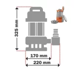Βυθιζόμενη αντλία νερού και λυμάτων 750W Kraft διαστάσεις (thumb 3)