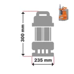 Βυθιζόμενη αντλία ομβρίων 750W με ενσωματωμένο φλοτέρ Kraft 43576 - Διαστάσεις (thumb 3)