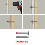 Oύπα γυψοσανίδας μεταλλικά με βίδα DuoHM Fischer για όλα τα συνήθη πάχη δομικών υλικών από 9,5mm έως (thumb 4)