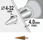 Τρυπάνι κωνικό (Φρέζα κωνική) 4-32mm για πάχος έως 4mm (thumb 2)